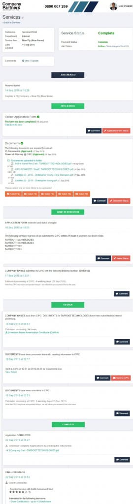 Company Registration with Company Partners User System
