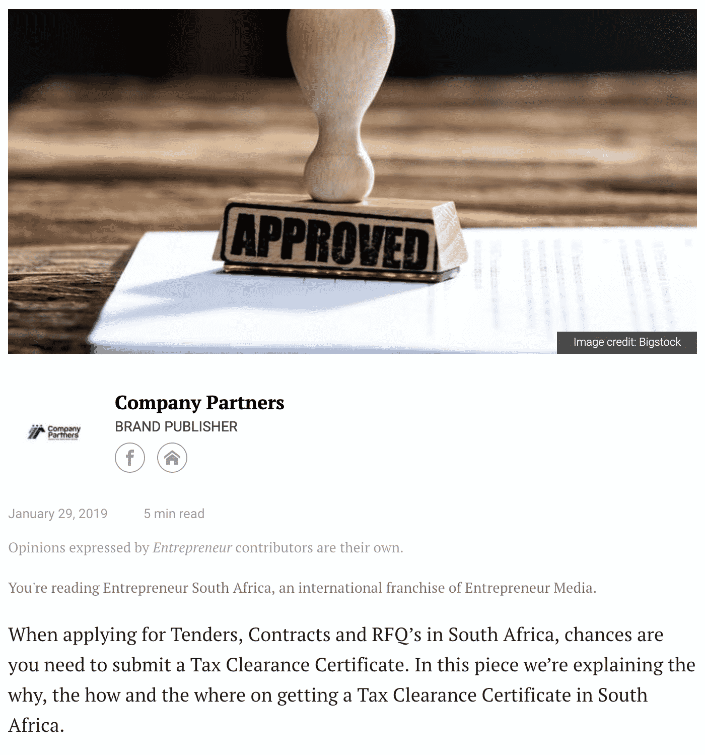 Approved stamp for Tax Clearance