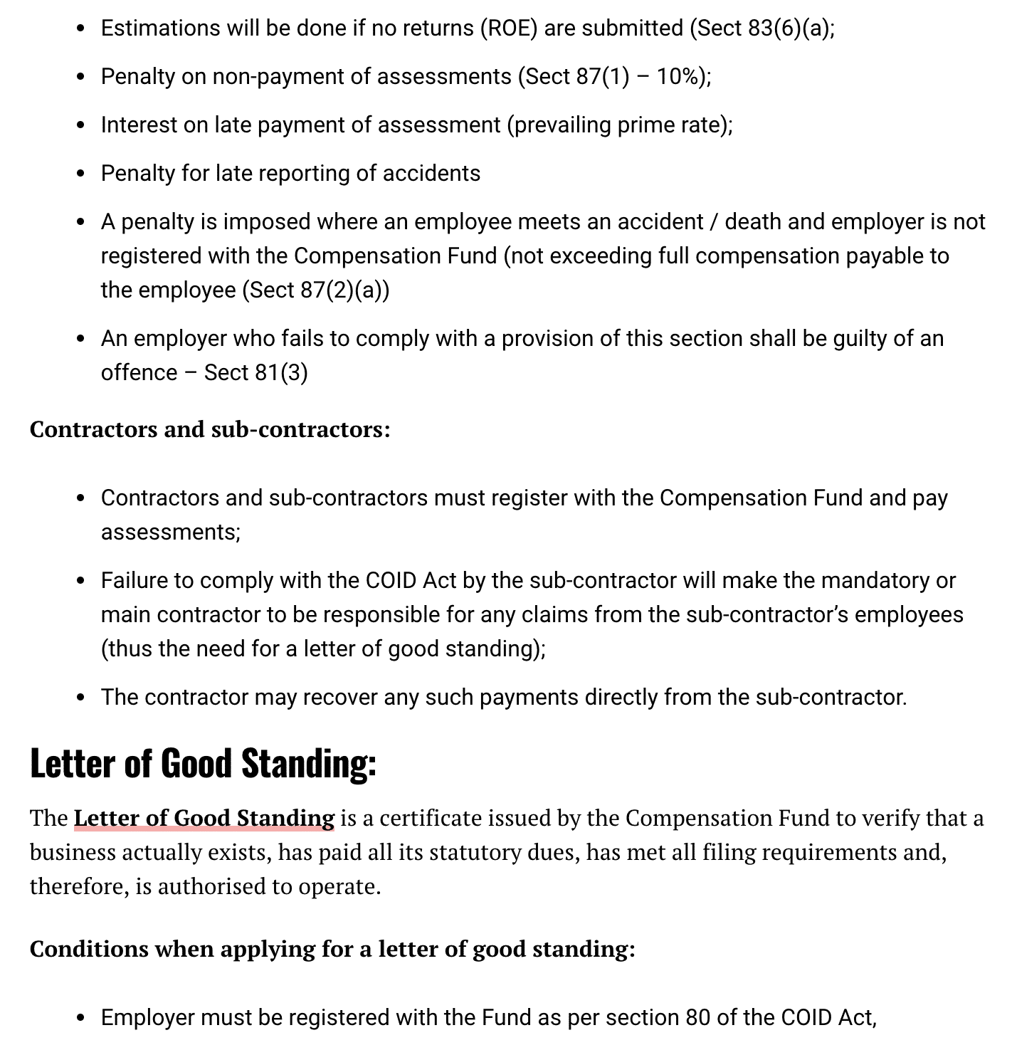 letter of good standing article