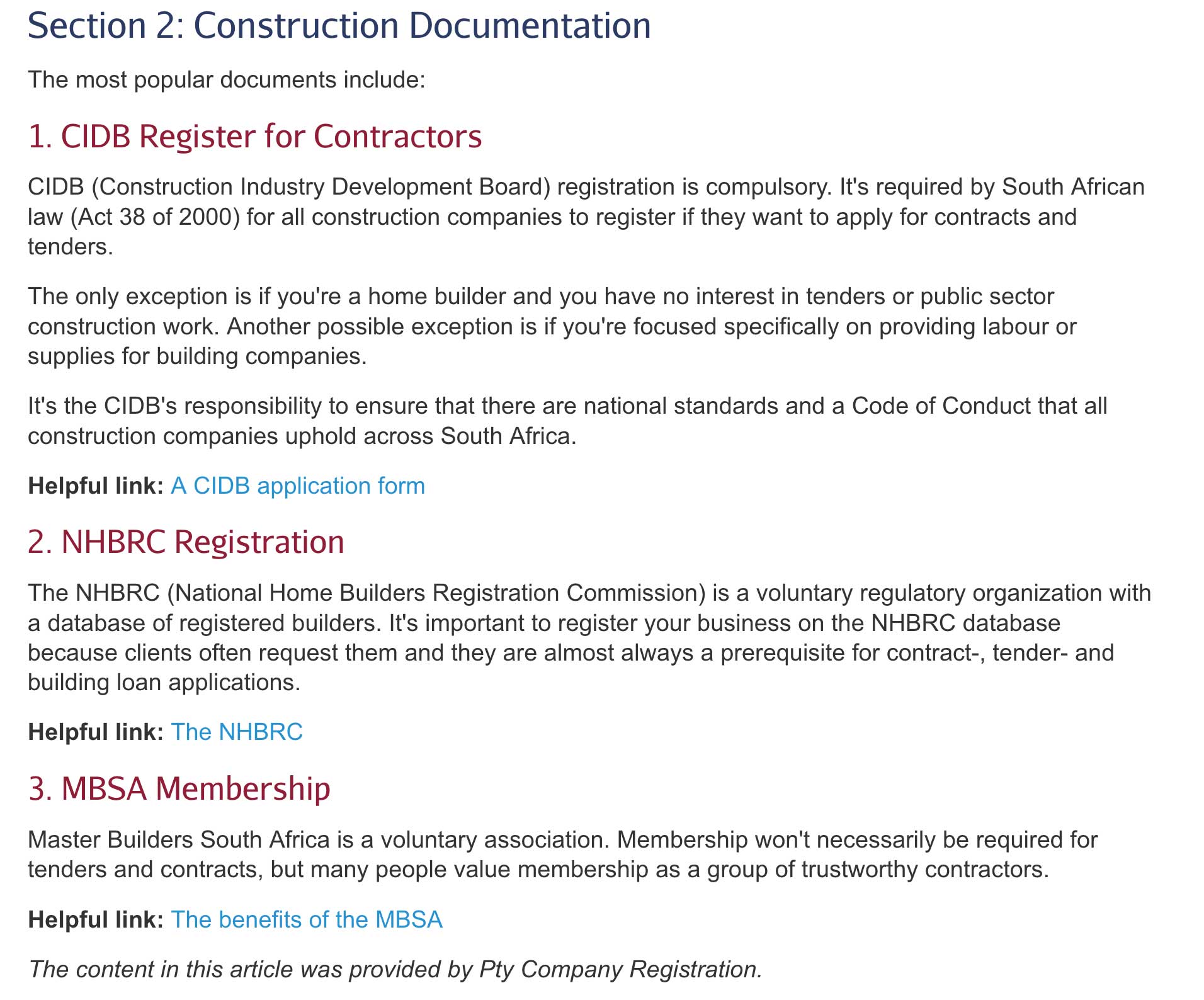 construction documentation