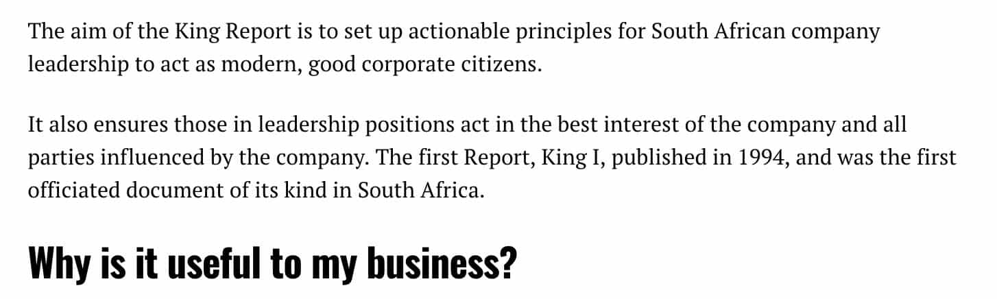 the aim of king report